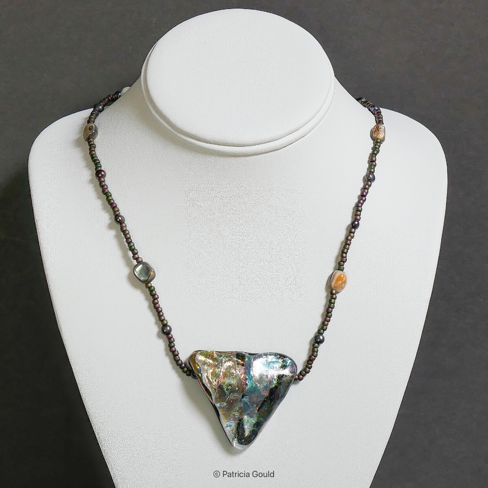 New - N11 - Handmade Dichroic glass pendant necklace - One of a kind